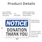 Signmission Donation Thank You, 10 in W x Rectangle, Plastic OS-2PACK-NS-P-710-L-11458 - alternate 8